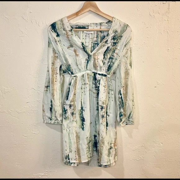 Maternity Dress WaterColor Abstract, Liz Lang, tie, quarter sleeves, spring - Picture 9 of 10